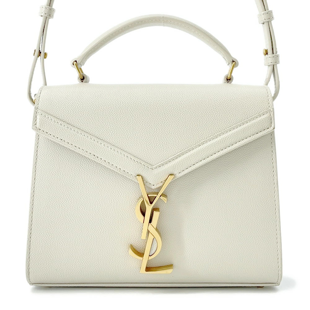 Saint Laurent Paris Cassandra Top Handle Leather Handbag Shoulder Bag White - Picture 1 of 12